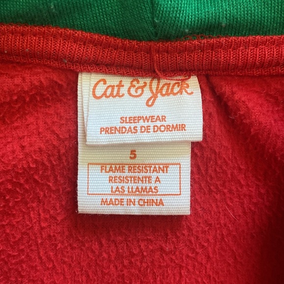 CHRISTMAS ELF GREEN AND RED HOODIE ONESIE PAJAMA COSTUME SIZE 5 🌟EUC🌟 - Picture 8 of 11